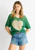 Gini London Green Fish Net Heart Pattern Crochet Top - S/M Image 3