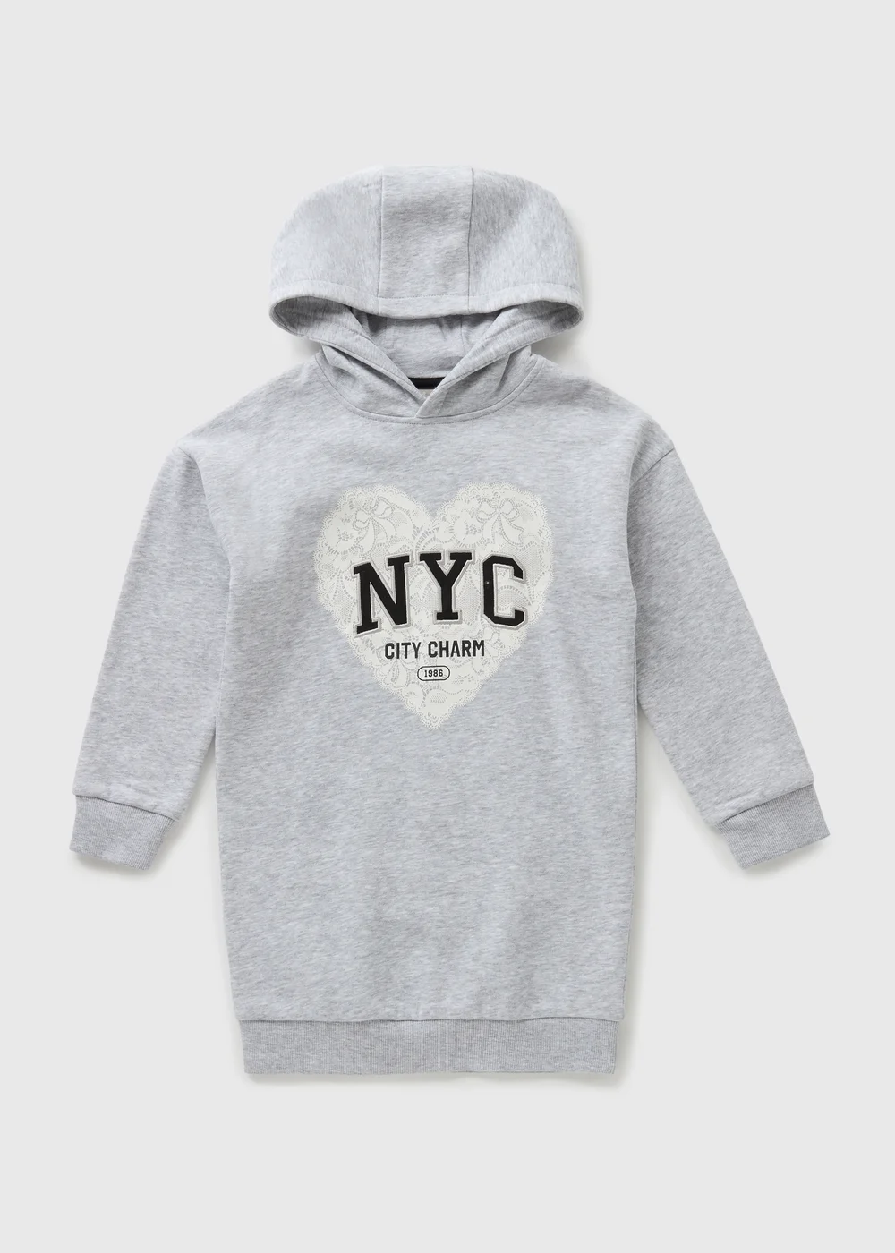 Girls Grey NYC Lace Hoodie Sweater Dress (7-15yrs) - 7 Yrs Image 1