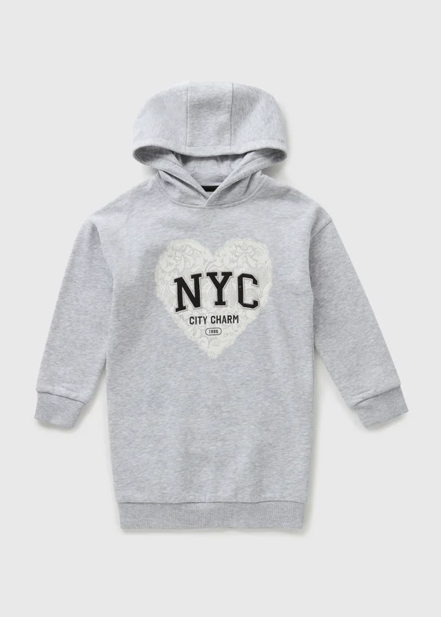 Girls Grey NYC Lace Hoodie Sweater Dress (7-15yrs)