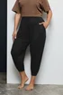 Yours Curve Black Cropped Jersey Harem Joggers - 26-28 Image 1