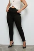 Yours Curve Black Bengaline Slim Leg Stretch Trousers - 34-36/L28 Image 1