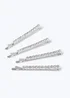 Muse 4 Pack Silver Diamante Hair Slides - One Size Image 1