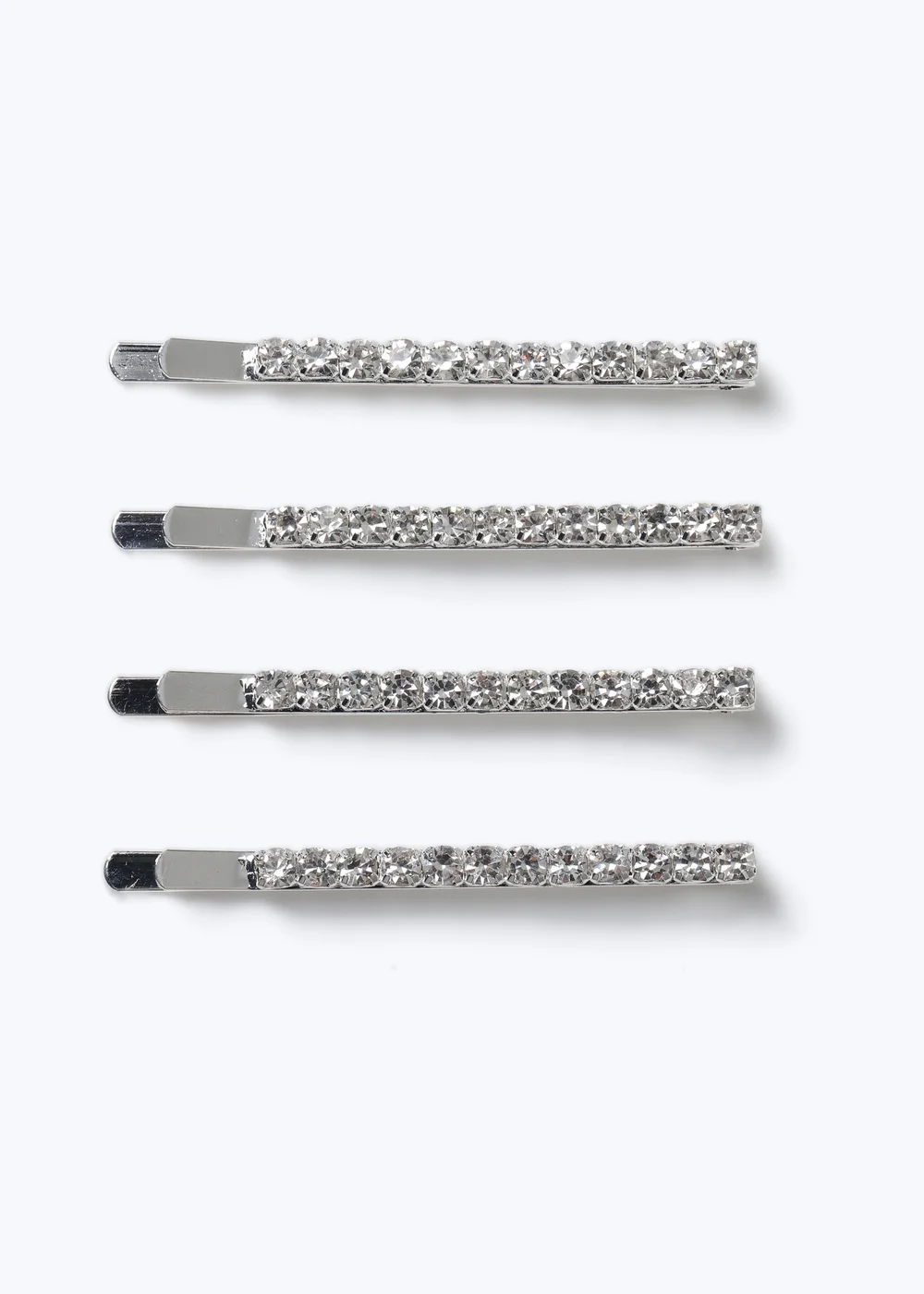 Muse 4 Pack Silver Diamante Hair Slides - One Size Image 2