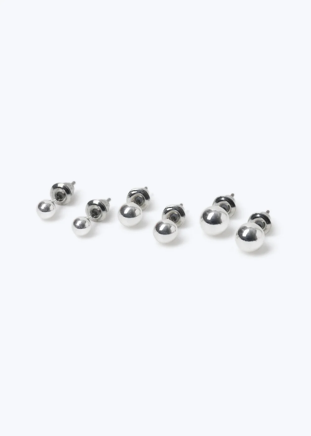 Muse 3 Pack Silver Ball Stud Earrings - One Size Image 2