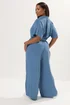 YOURS Curve Blue Wide Leg Chambray Jumpsuit - 20 Image 3