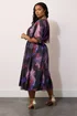 Yours London Curve Purple Abstract Metallic Print Midi Dress - 14 Image 4
