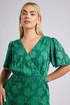 Yours London Curve Green Jacquard Floral Wrap Ruffle Hem Dress - 24 Image 4