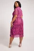 Yours London Curve Magenta Pink Lace Crochet Midi Dress - 26-28 Image 3