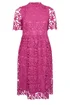 Yours London Curve Magenta Pink Lace Crochet Midi Dress - 26-28 Image 5