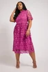 Yours London Curve Magenta Pink Lace Crochet Midi Dress - 26-28 Image 1