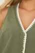 Yours Curve Khaki Green Blanket Stitch Linen Vest Top - Size 14 Image 4