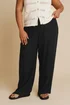 Yours Curve Black Linen Wide Leg Trousers - 26-28 Image 1