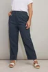 Yours Curve Navy Blue Cool Cotton Wide Leg Trousers - 30-32/L30 Image 1