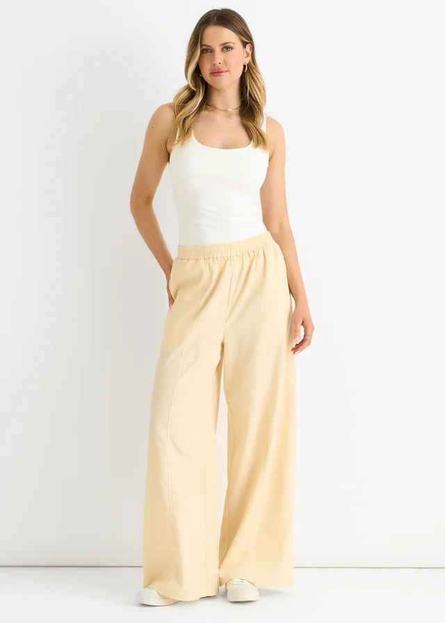 Gini London Cream Elasticated Waist Trousers