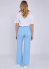 Gini London Sky Blue Textured Elasticated Waist Flared Trousers - L/XL Image 2