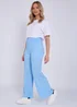 Gini London Sky Blue Textured Elasticated Waist Flared Trousers - L/XL Image 4