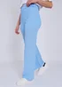 Gini London Sky Blue Textured Elasticated Waist Flared Trousers - L/XL Image 3