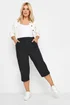Yours Curve Black Elasticated Cool Cotton Cropped Trousers - 20 Image 2