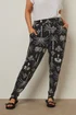 Yours Curve Black Palm Print Harem Trousers - 16 Image 1