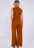 Gini London Orange Cotton Contrast Stitch Detail Waist Trouser - 10 Image 2