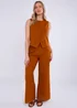 Gini London Orange Cotton Contrast Stitch Detail Waist Trouser - 10 Image 1