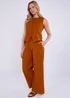 Gini London Orange Cotton Contrast Stitch Detail Waist Trouser - 10 Image 4