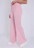 Gini London Pink Textured Elasticated Waist Flared Trousers - S/M Image 3