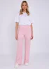 Gini London Pink Textured Elasticated Waist Flared Trousers - S/M Image 1