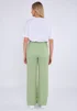 Gini London Sage Green Textured Elasticated Waist Flared Trousers - M/L Image 2