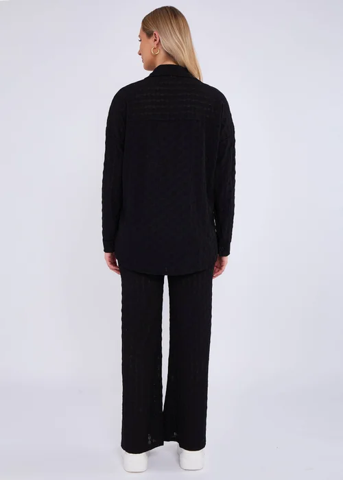 Gini London Black Textured Oversized Long Sleeves Shirt - Small/Medium Image 2