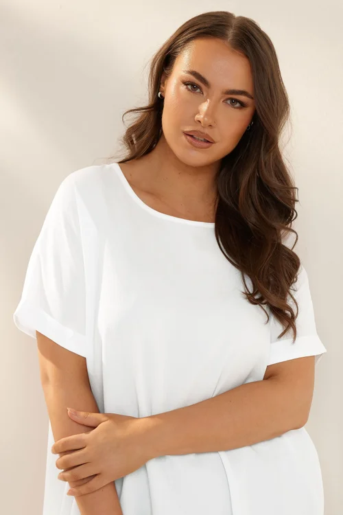 YOURS Curve White Boxy Short Sleeve Blouse - Size 16 Image 4