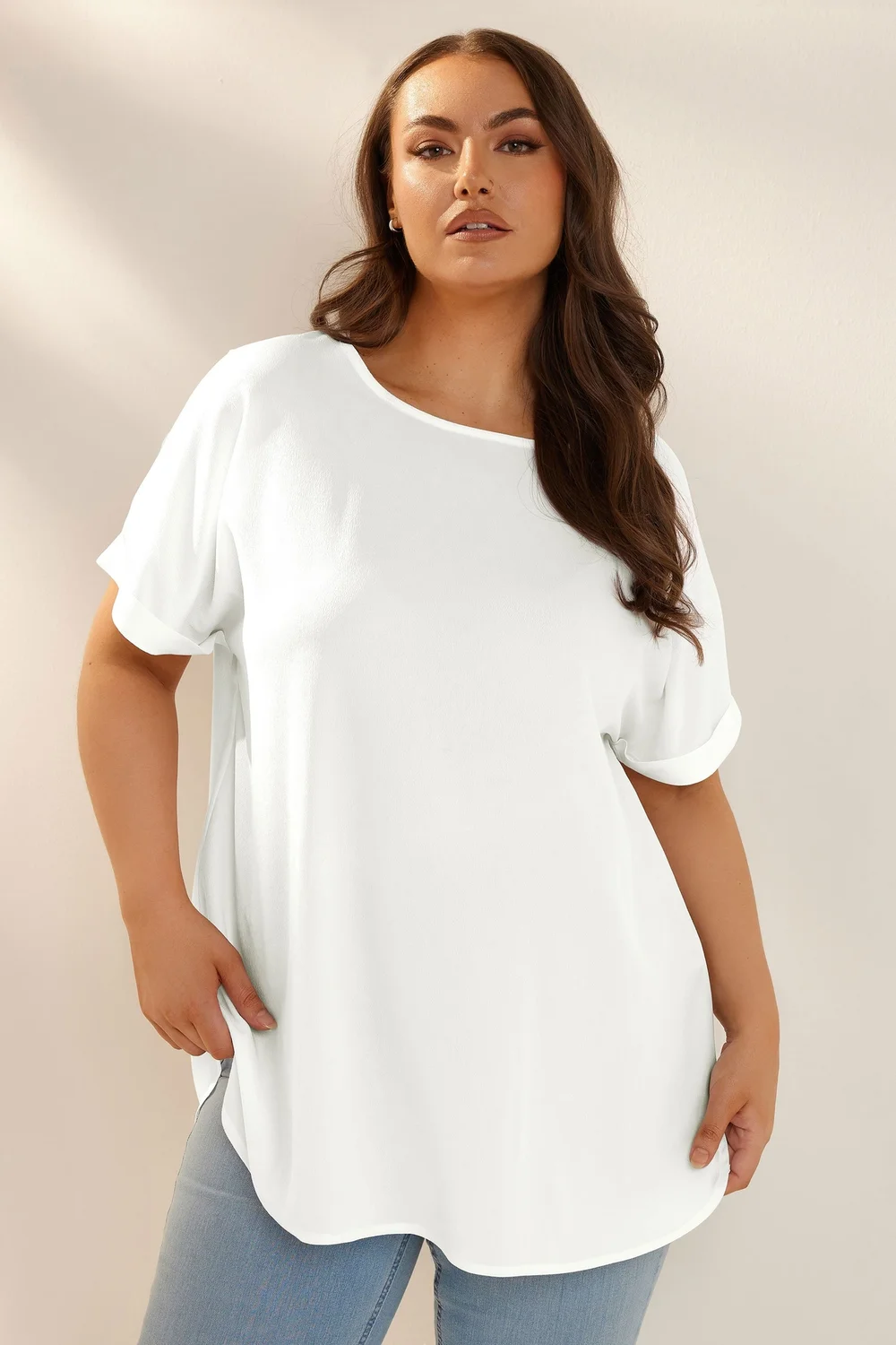 YOURS Curve White Boxy Short Sleeve Blouse - Size 16 Image 1