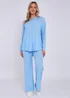 Gini London Sky Blue Textured Oversized Long Sleeves Shirt - L/XL Image 1