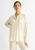 Gini London Beige Textured Oversized Long Sleeves Shirt - Medium/Large Image 3