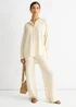 Gini London Beige Textured Oversized Long Sleeves Shirt - Medium/Large Image 1