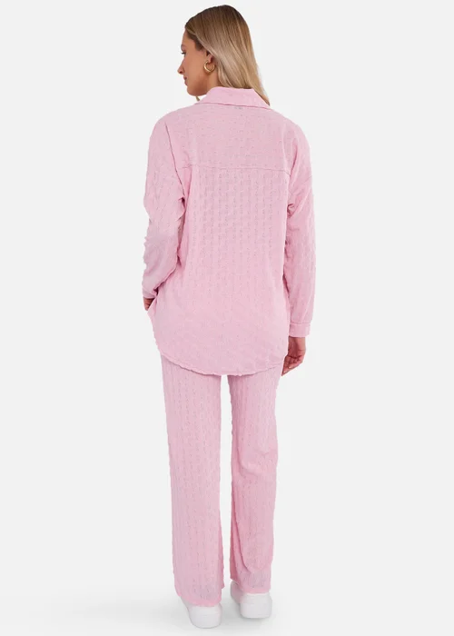 Gini London Pink Textured Oversized Long Sleeves Shirt - M/L Image 2