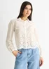 Gini London White Cotton Broderie Scallop Boxy Shirt Sequin V Neck Cami Top - 12 Image 1