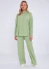 Gini London Sage Green Textured Oversized Long Sleeves Shirt - S/M Image 1