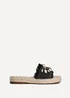 Linzi Seaside Black Raffia Shell Embellished Flat Slider - Size 4 Image 2