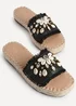 Linzi Seaside Black Raffia Shell Embellished Flat Slider - Size 4 Image 5