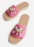Linzi Seaside Pink Raffia Shell Embellished Flat Slider - Size 8 Image 4