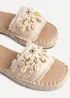 Linzi Seaside Beige Raffia Shell Embellished Flat Slider - Size 4 Image 4