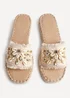 Linzi Seaside Beige Raffia Shell Embellished Flat Slider - Size 4 Image 5