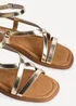 Linzi Valor Gold Faux Leather Strappy Flat Sandals - Size 3 Image 4