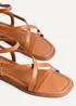 Linzi Valor Tan Faux Leather Strappy Flat Sandals - Size 5 Image 4