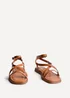 Linzi Valor Tan Faux Leather Strappy Flat Sandals - Size 5 Image 3