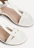 Linzi Deluxe Wide Fit White Faux Leather T Bar Looped Low Heeled Sandal - 627 Image 4