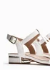 Linzi Deluxe Wide Fit White Faux Leather T Bar Looped Low Heeled Sandal - 627 Image 5