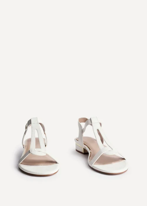 Linzi Deluxe Wide Fit White Faux Leather T Bar Looped Low Heeled Sandal - 627 Image 3