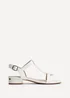Linzi Deluxe Wide Fit White Faux Leather T Bar Looped Low Heeled Sandal - 627 Image 2